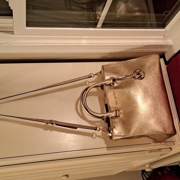 SOLD NEW  Michael Kors Sutton Pale Gold Leather Satchel/CBwithTags - Picture 4 of 14